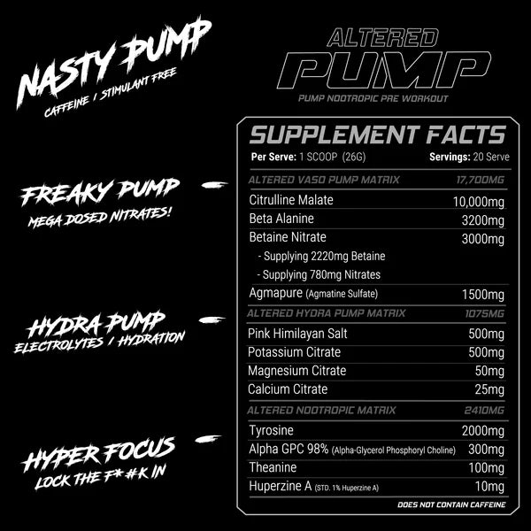 ALTERED PUMP - Non Stim Pre Workout