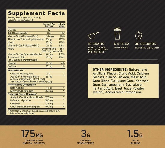 GOLD STANDARD PRE-WORKOUT (30 Serves)